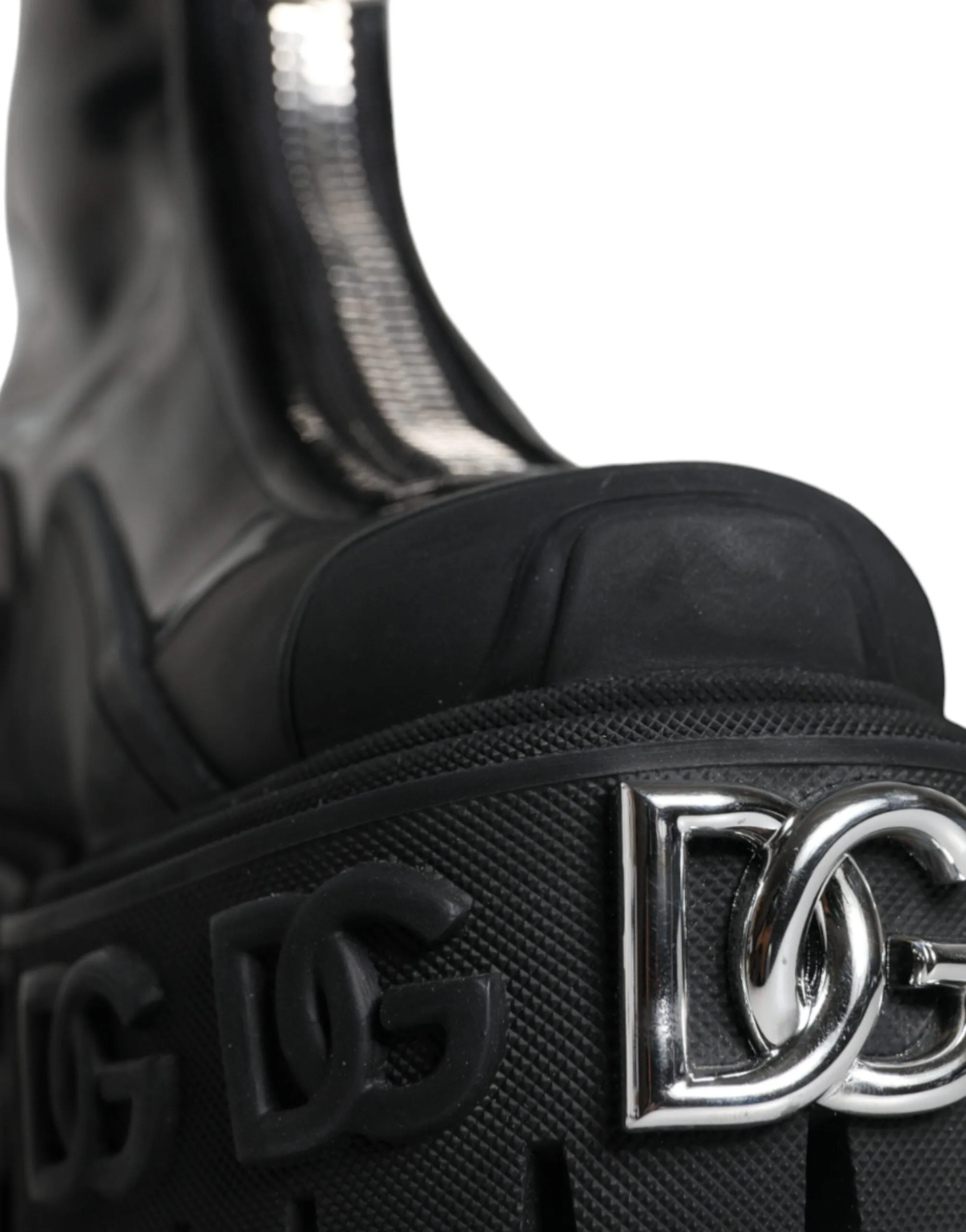 Black Leather Rubber Logo Ankle Boots Shoes sold by Louxly product image thumbnail 5