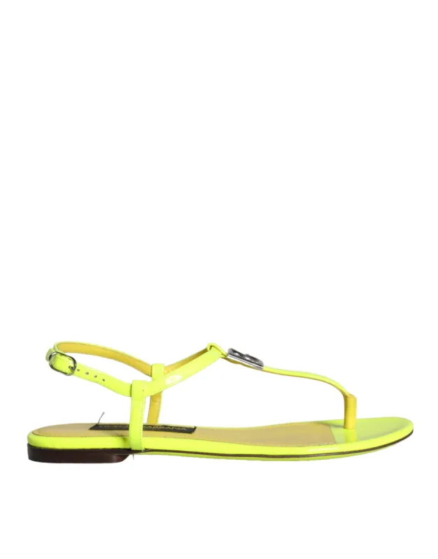 Yellow Leather DG Logo Flats Sandals Shoes sold by Louxly