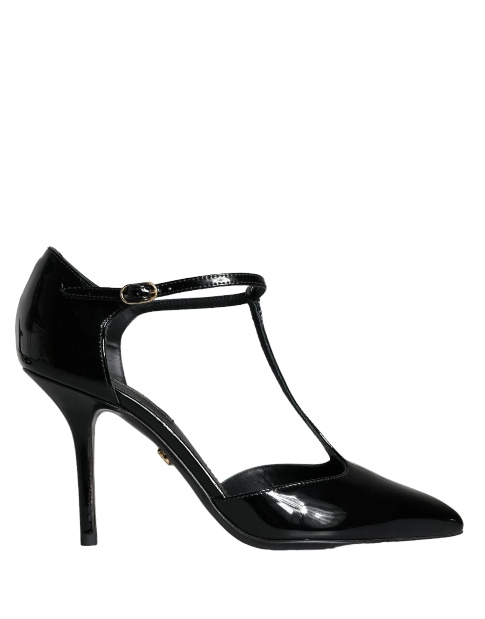 Black Leather T-strap Stiletto High Heels Shoes sold by Louxly