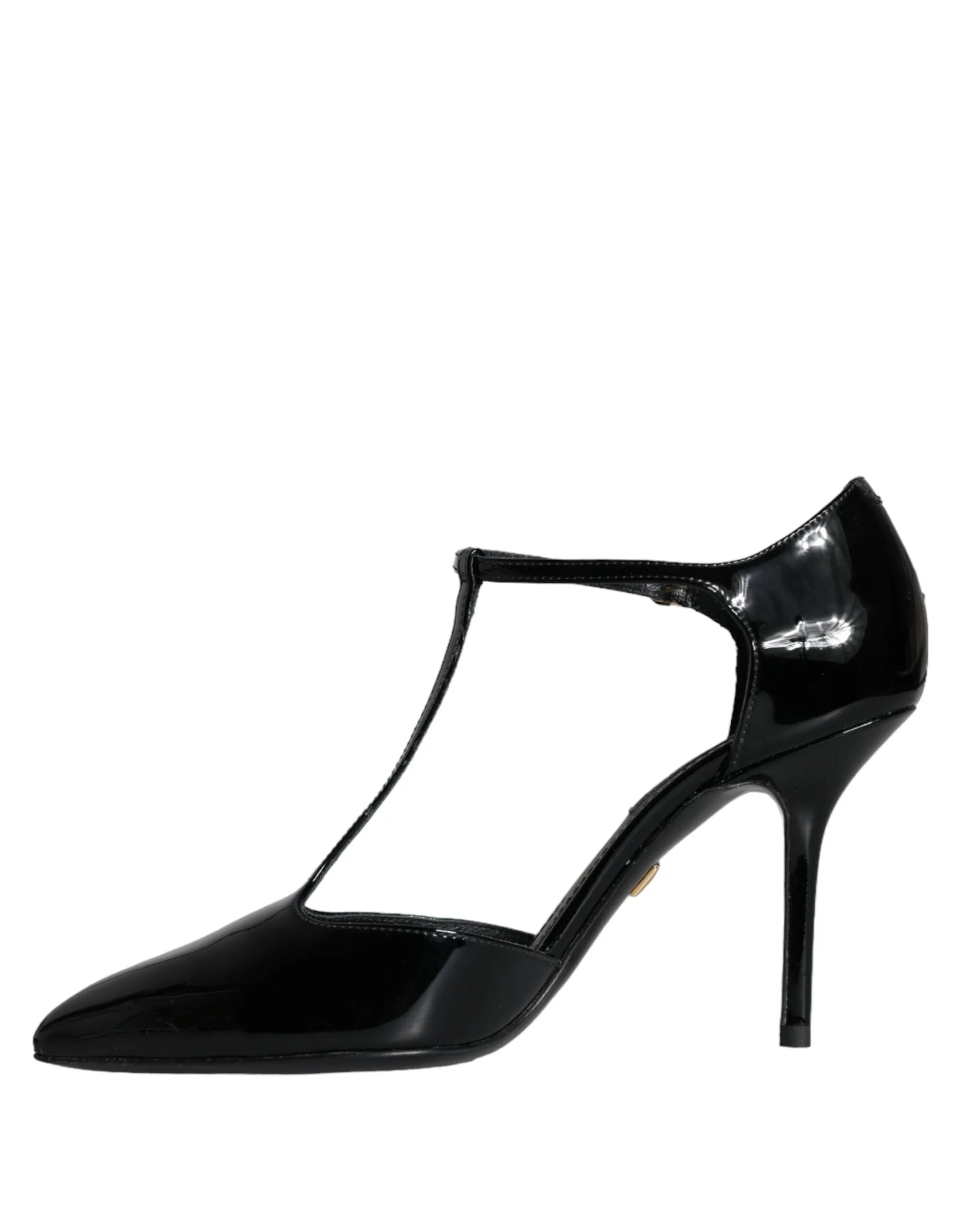 Black Leather T-strap Stiletto High Heels Shoes sold by Louxly product image thumbnail 5
