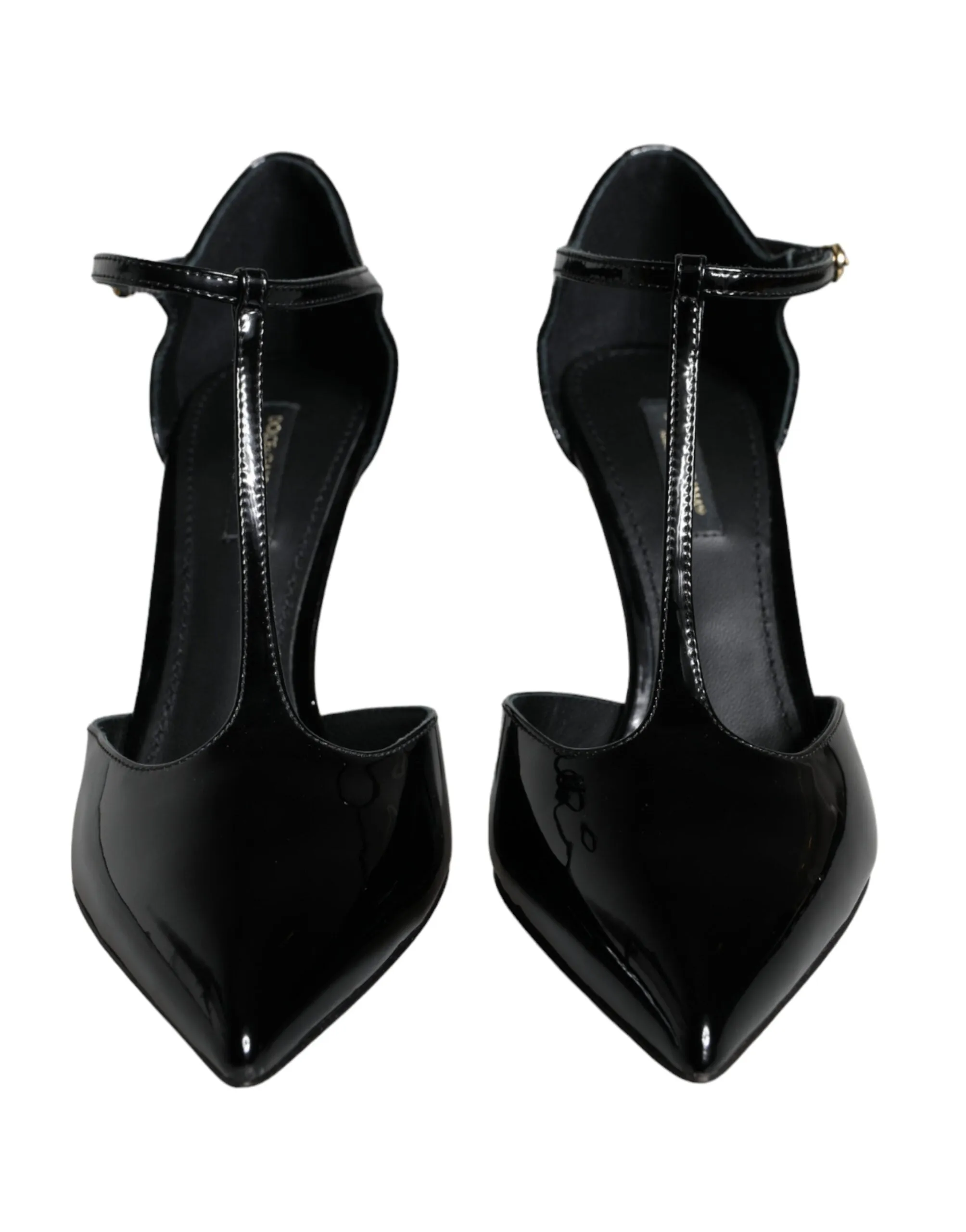 Black Leather T-strap Stiletto High Heels Shoes sold by Louxly product image thumbnail 2