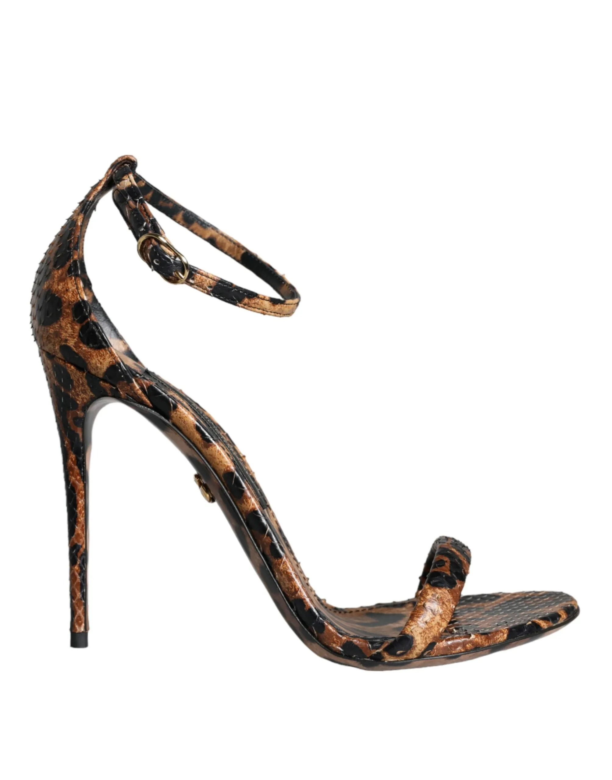 Brown Leopard Leather Ankle Strap Sandals Shoes sold by Louxly