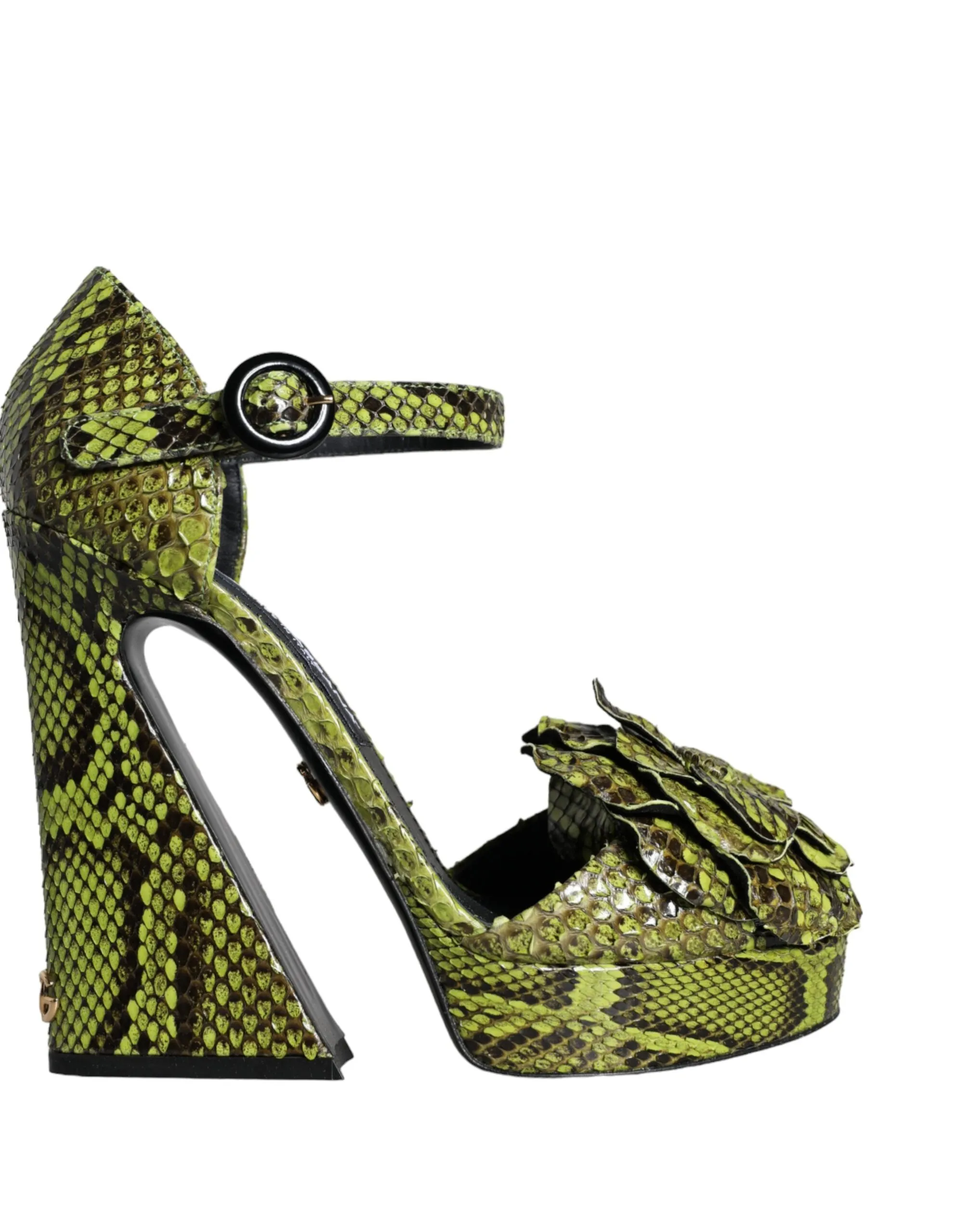Green Exotic Leather Ankle Strap Heels Sandals Shoes sold by Louxly