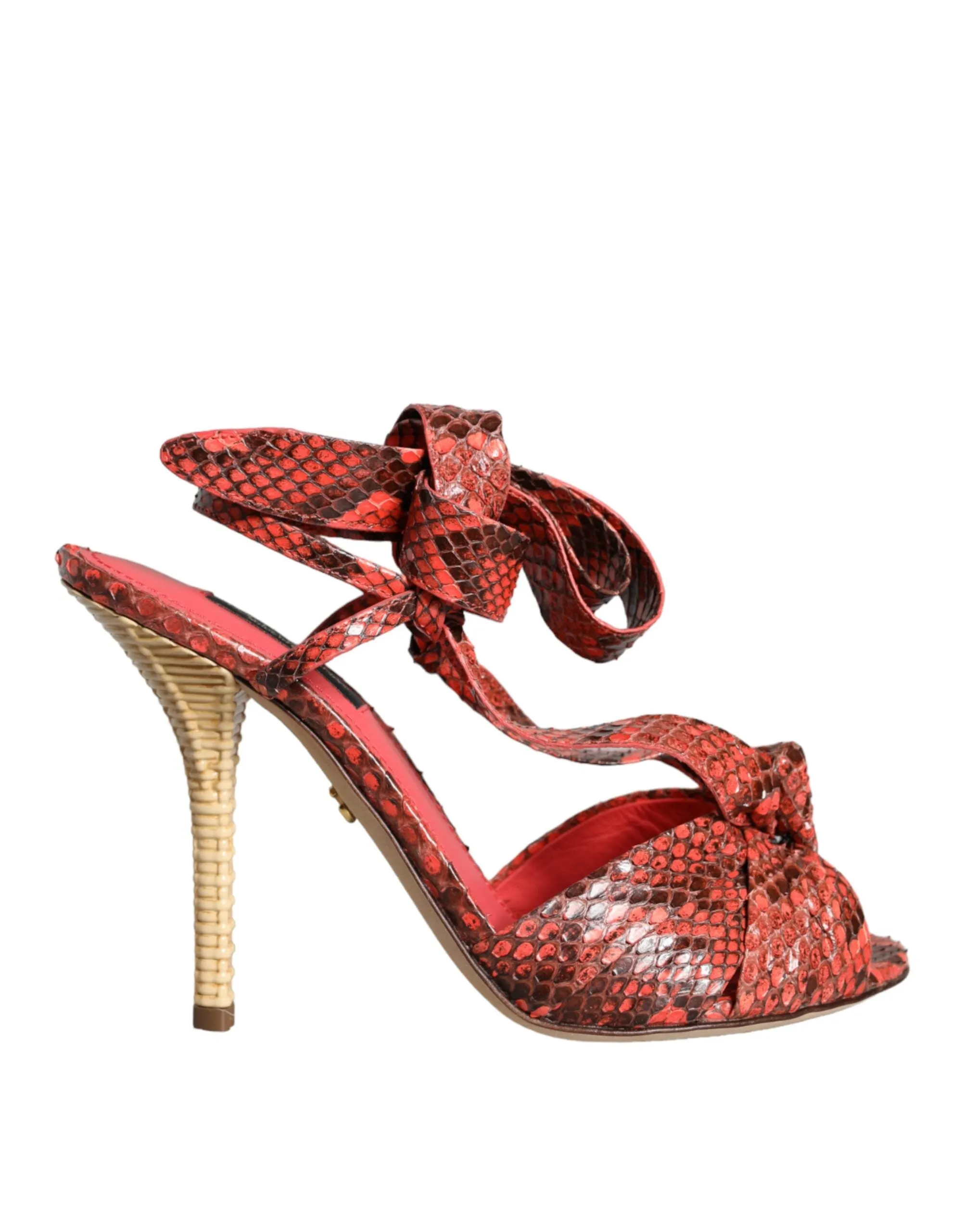 Coral Exotic Leather Heels Sandals Shoes sold by Louxly