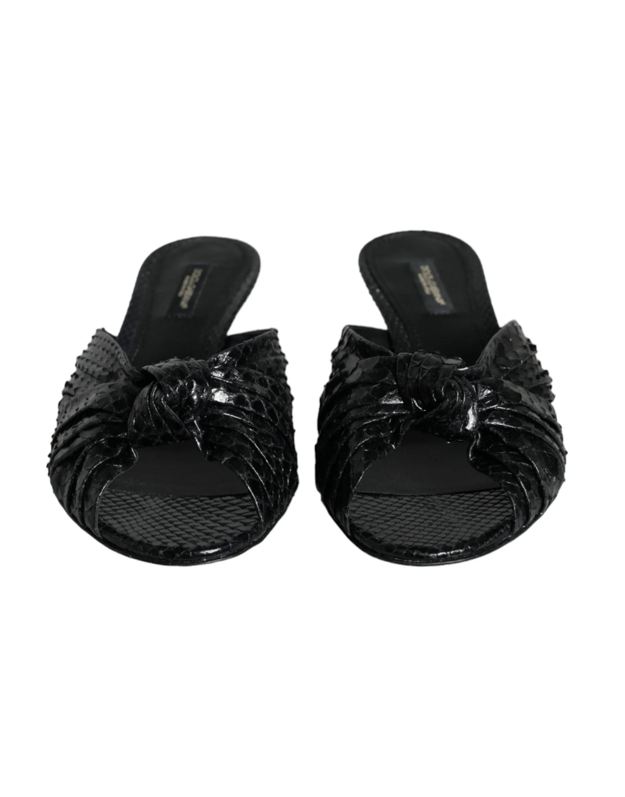 Black Leather Heels Slides Sandals Shoes sold by Louxly product image thumbnail 2