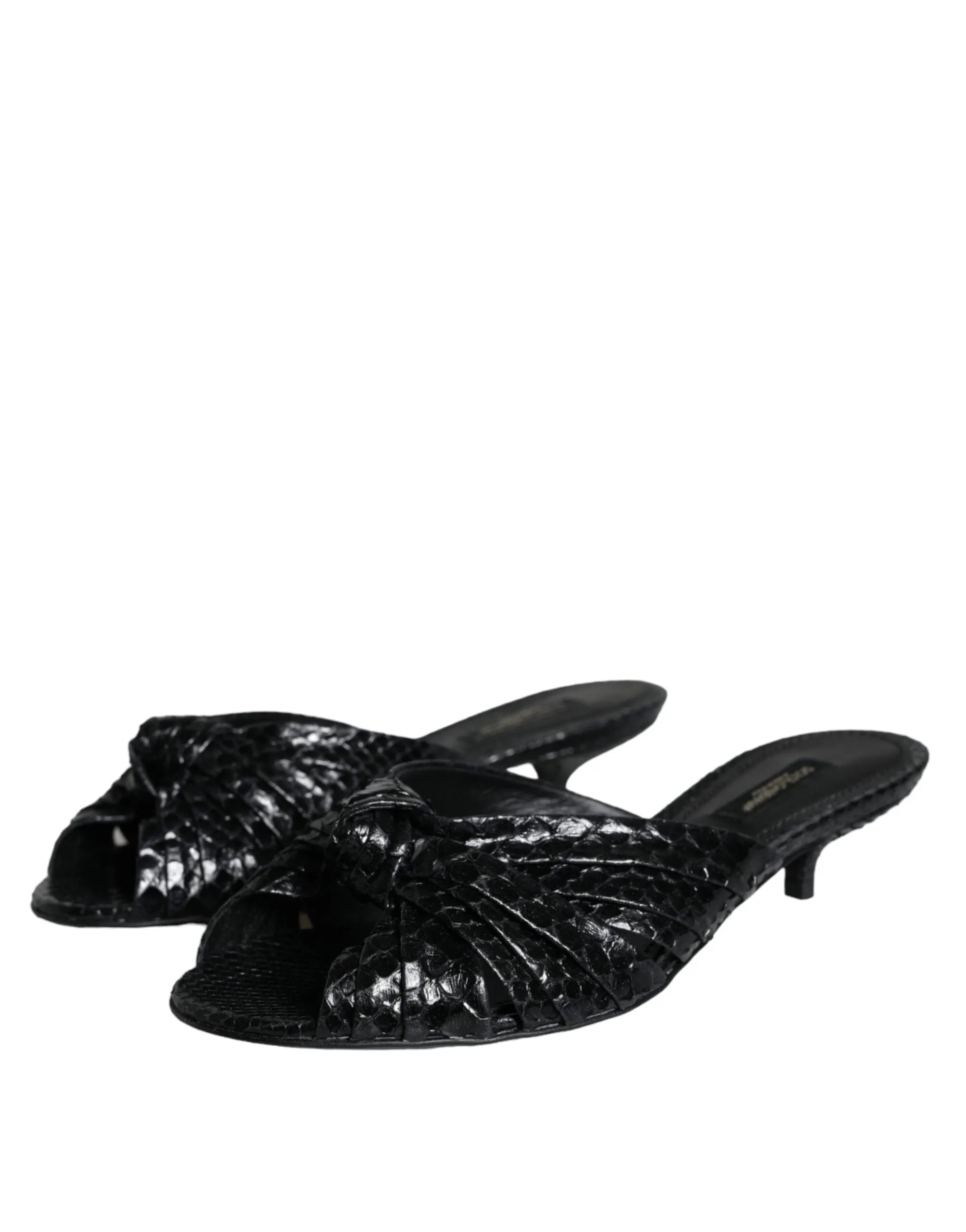 Black Leather Heels Slides Sandals Shoes sold by Louxly product image thumbnail 3