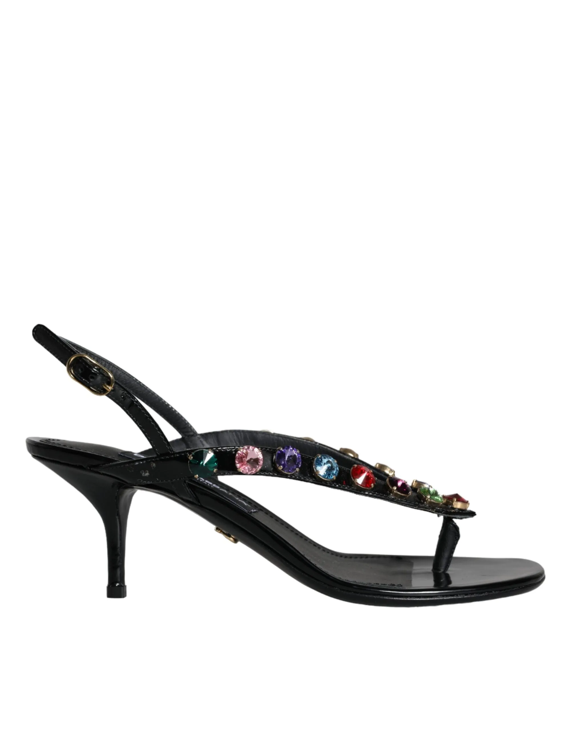 Black Leather Crystal Slingback Sandals Shoes sold by Louxly