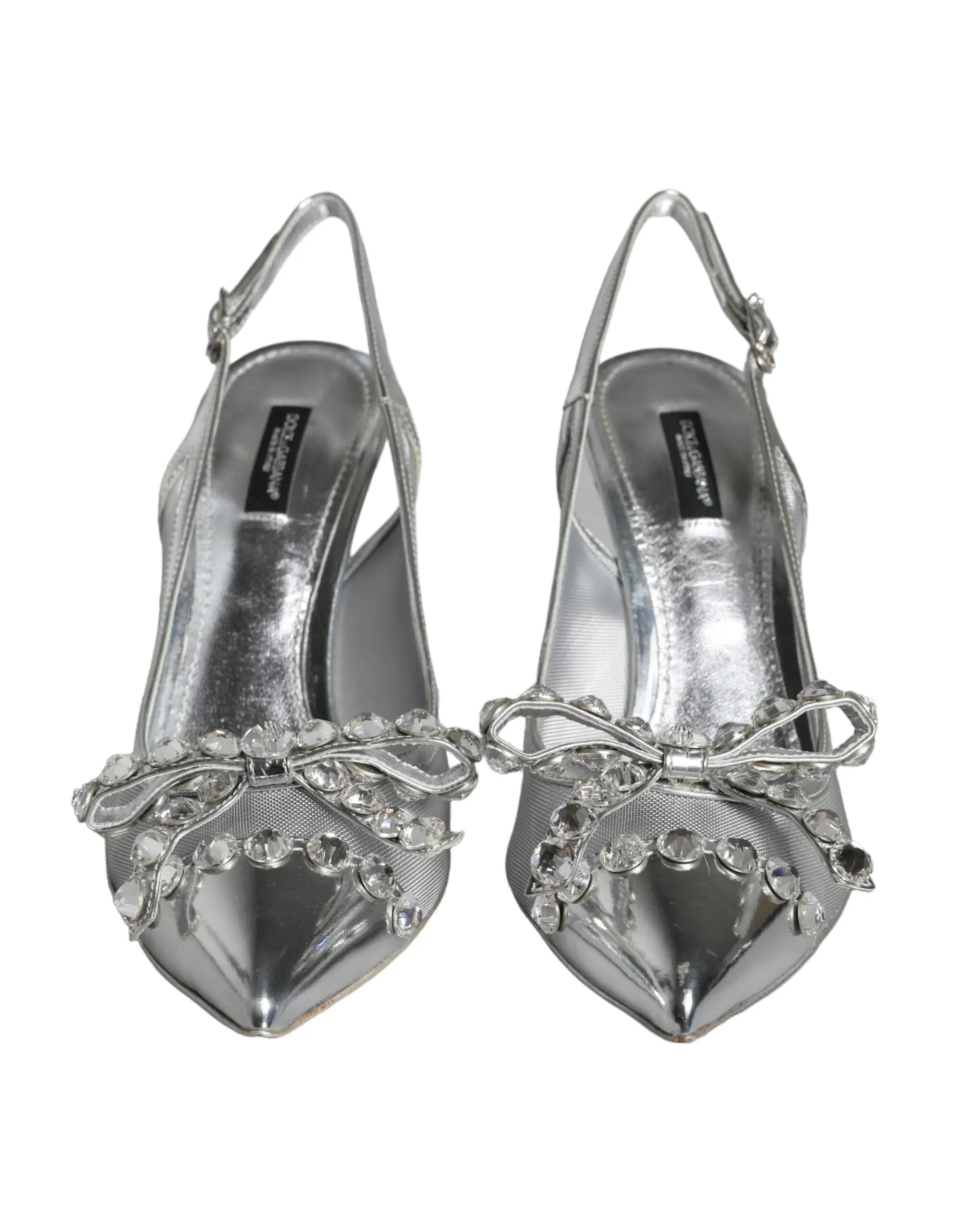 Silver Mesh Crystal Embellished Slingback Shoes sold by Louxly product image thumbnail 2