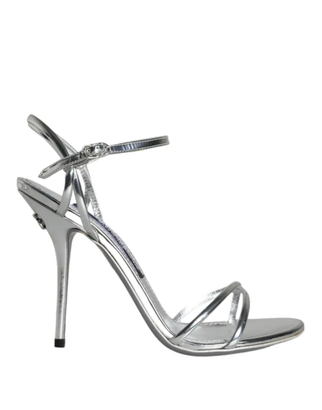 Silver KEIRA Leather AnkleStrap Sandals Shoes sold by Louxly
