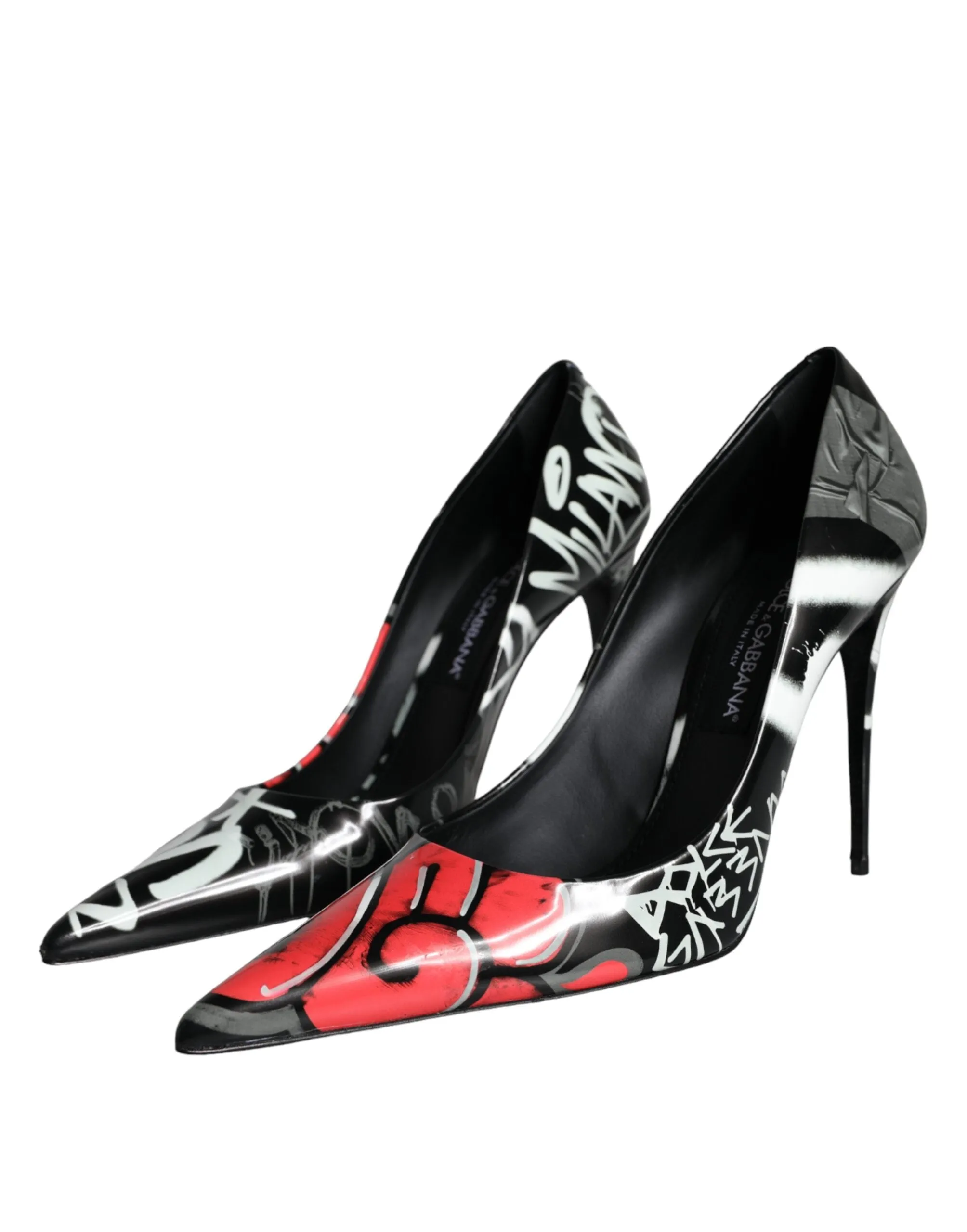 Black Graffiti Leather High Heels Pumps Shoes sold by Louxly product image thumbnail 3