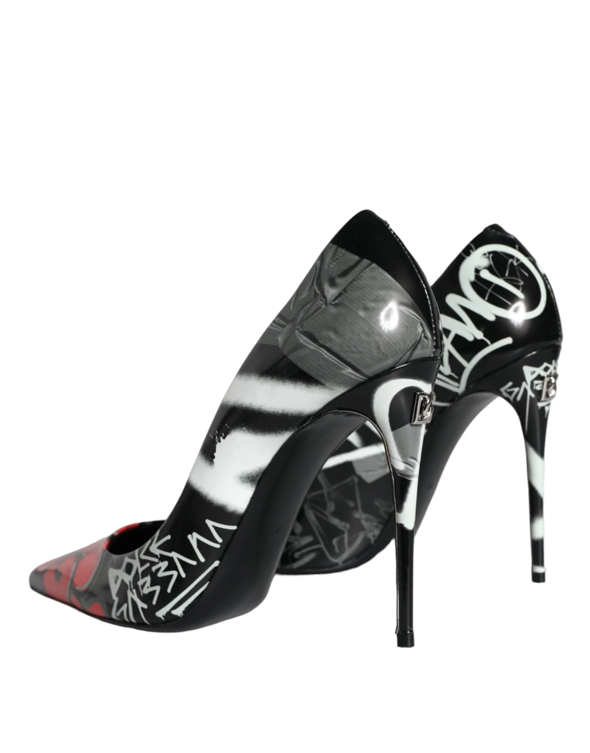 Black Graffiti Leather High Heels Pumps Shoes sold by Louxly product image thumbnail 4