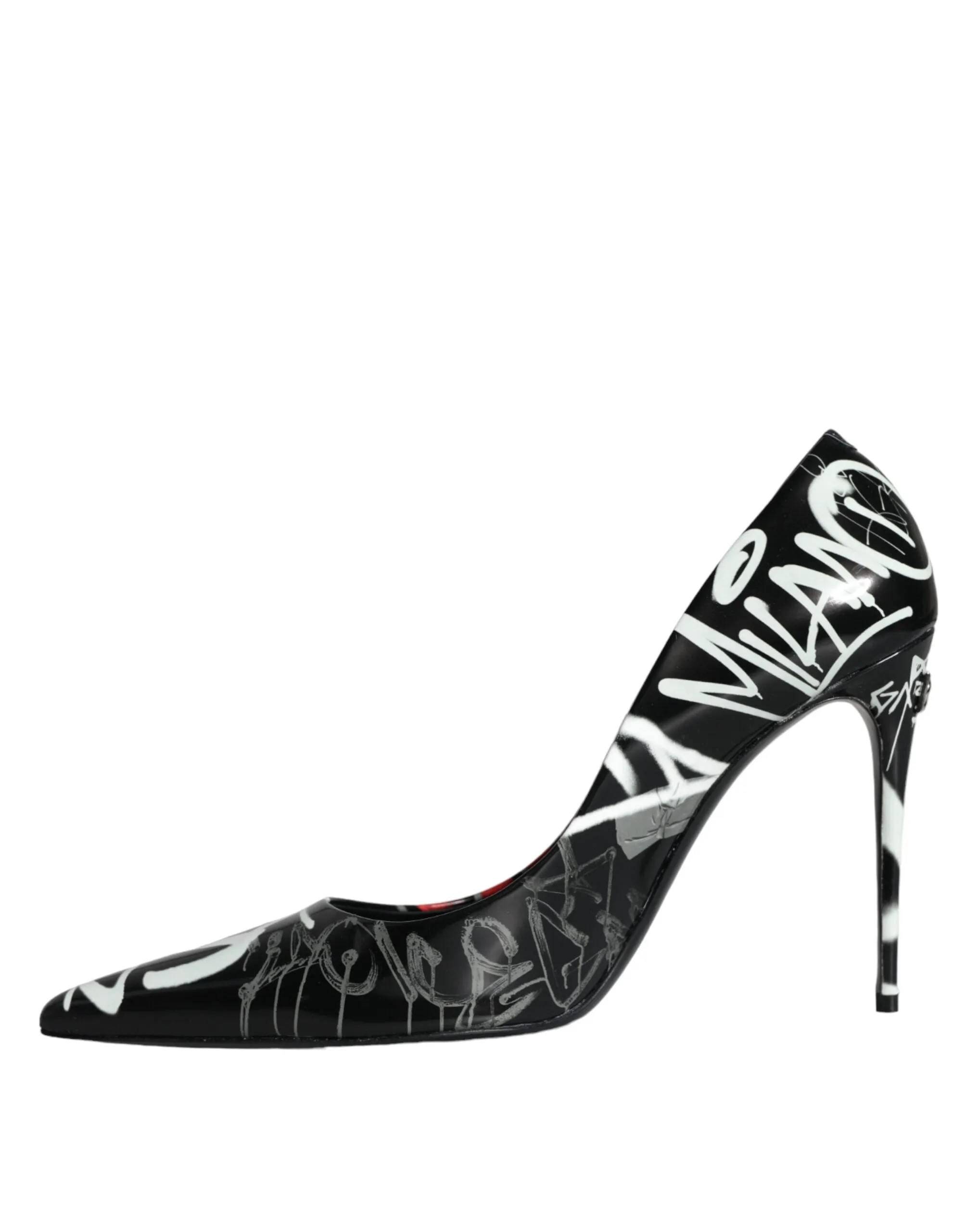 Black Graffiti Leather High Heels Pumps Shoes sold by Louxly product image thumbnail 5