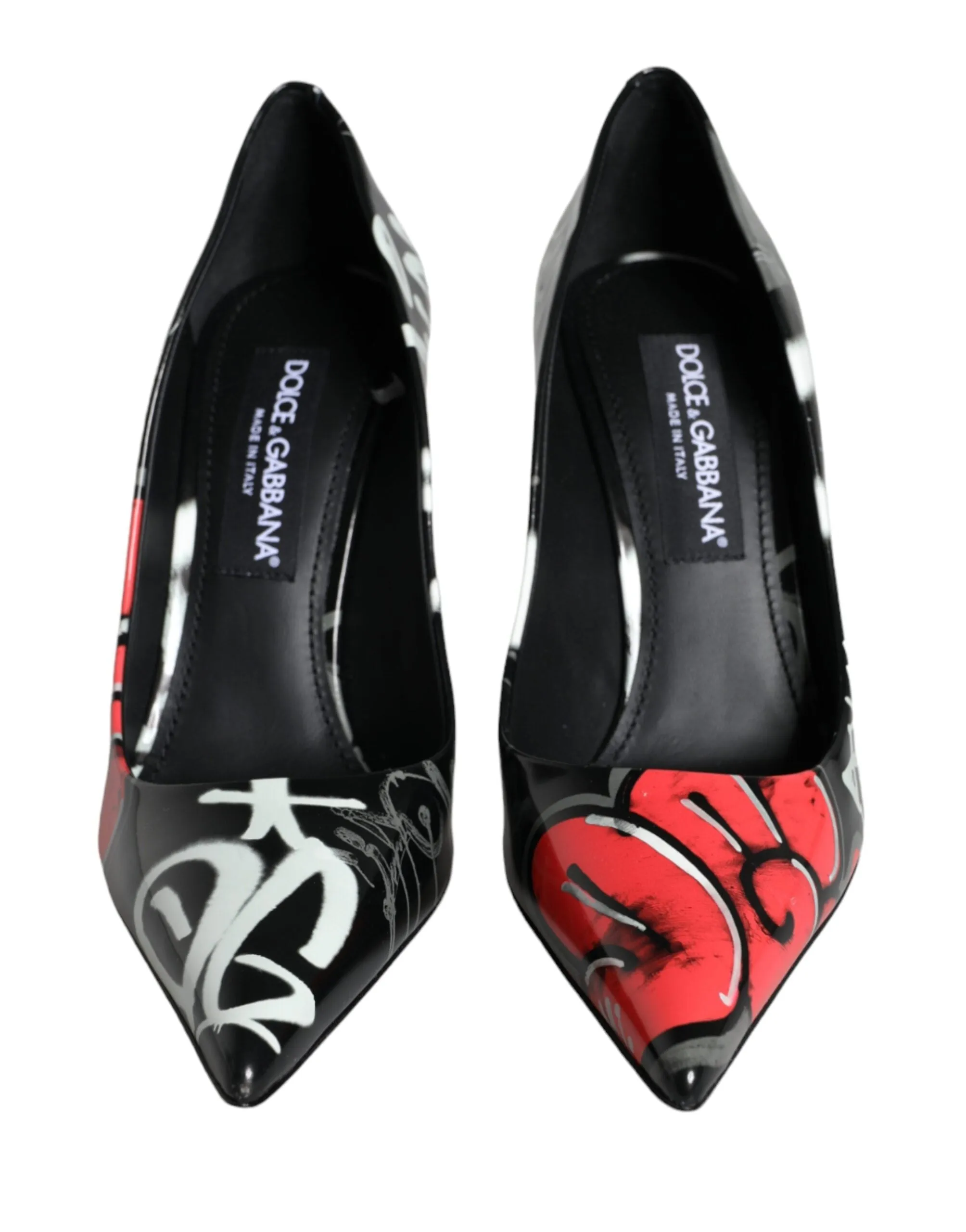 Black Graffiti Leather High Heels Pumps Shoes sold by Louxly product image thumbnail 2