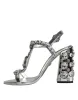 Silver Crystals High Heels Sandals Shoes sold by Louxly