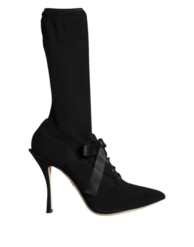 Black Stiletto Heels Mid Calf Boots Shoes sold by Louxly