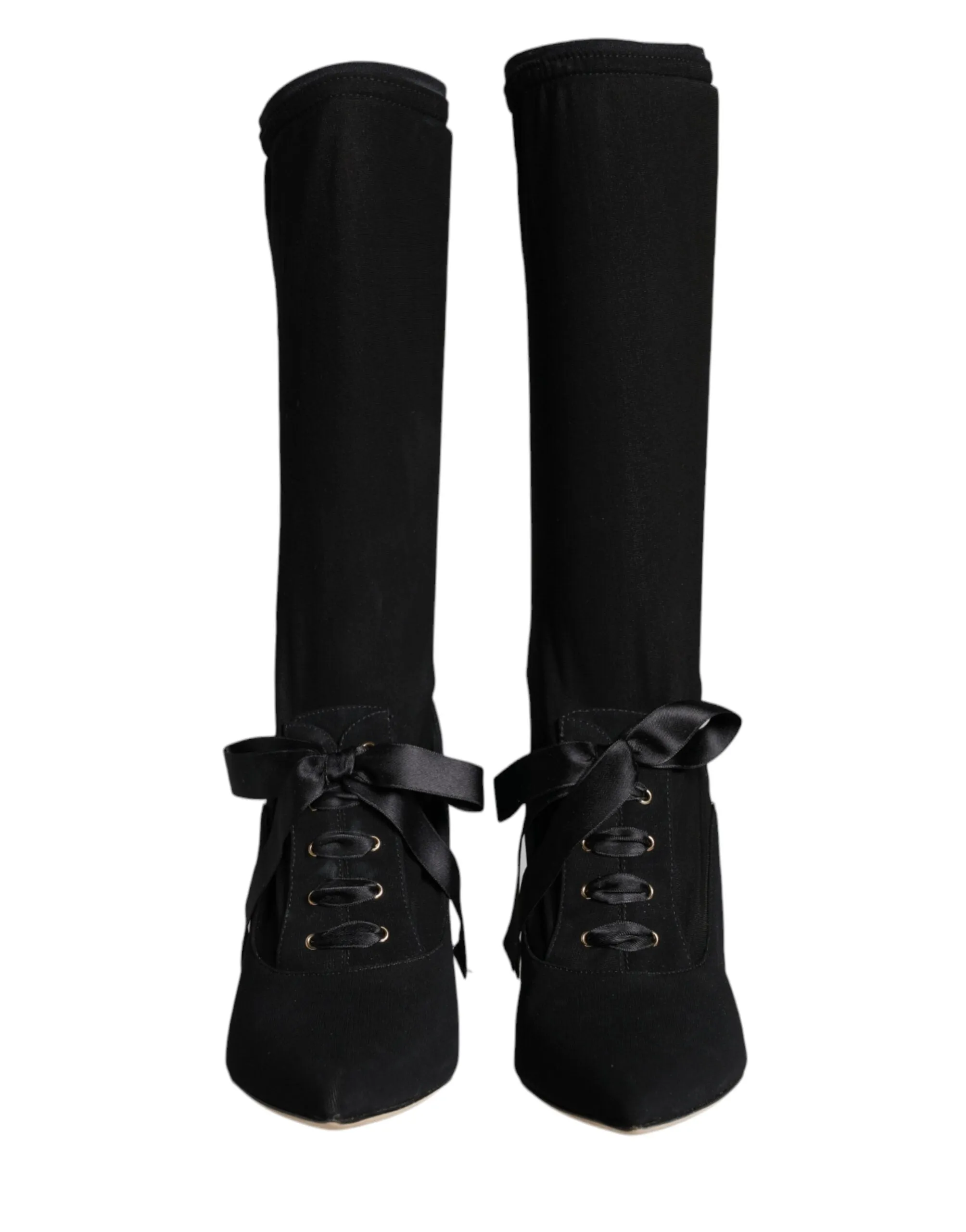 Black Stiletto Heels Mid Calf Boots Shoes sold by Louxly product image thumbnail 2