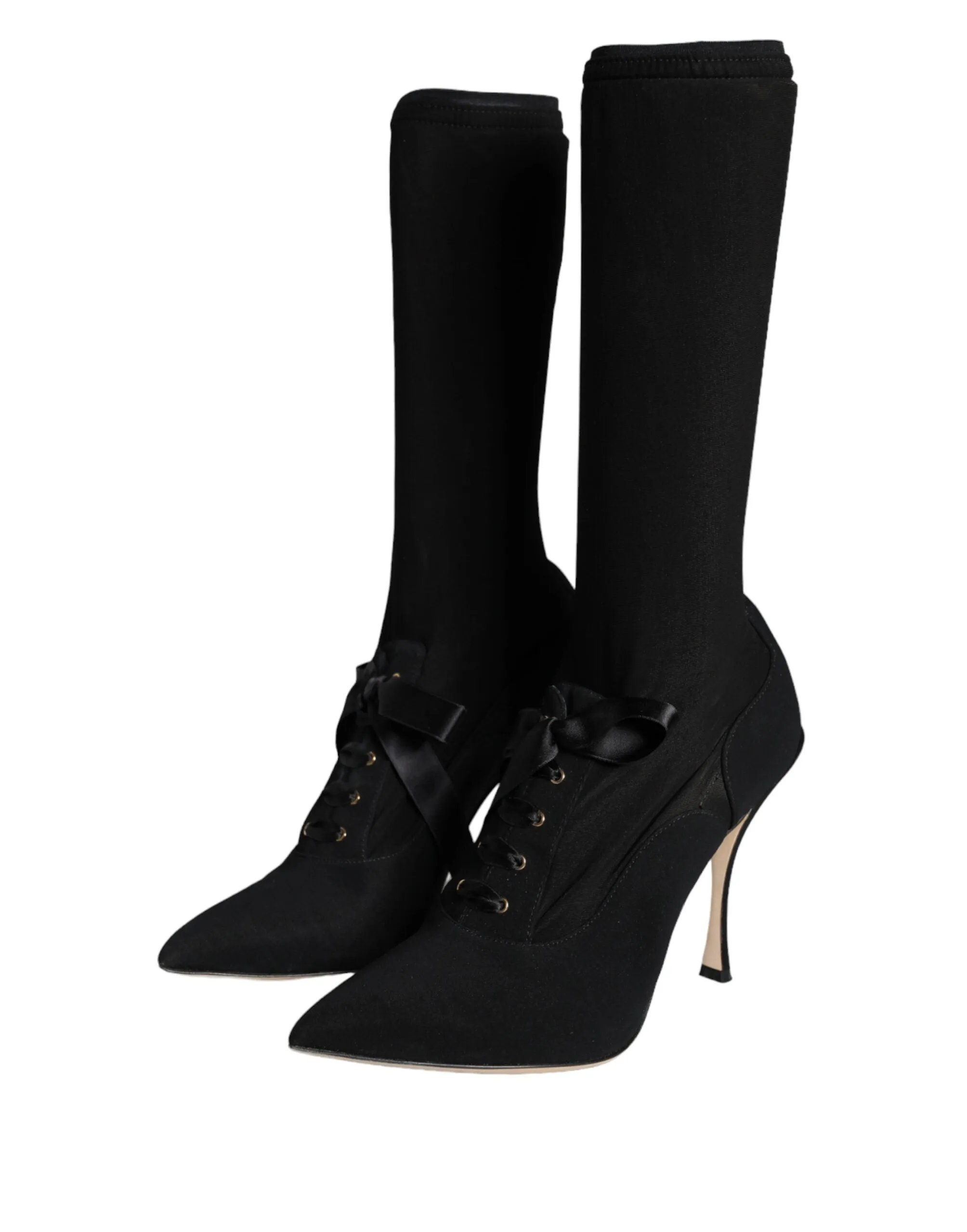 Black Stiletto Heels Mid Calf Boots Shoes sold by Louxly product image thumbnail 3
