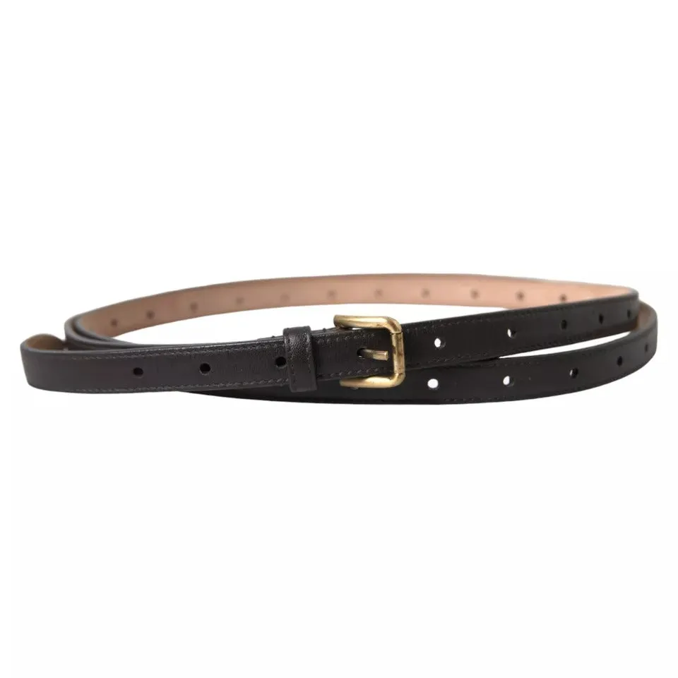 Dark Brown Leather Gold Metal Buckle Women Belt sold by Louxly product image thumbnail 3