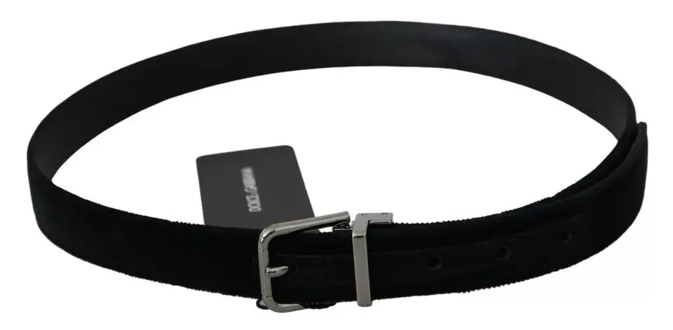 Black Velvet Leather Silver Buckle Belt sold by Louxly product image thumbnail 3
