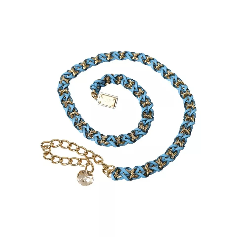 Blue Braided Gold Brass Chain Waist Belt sold by Louxly product image thumbnail 2