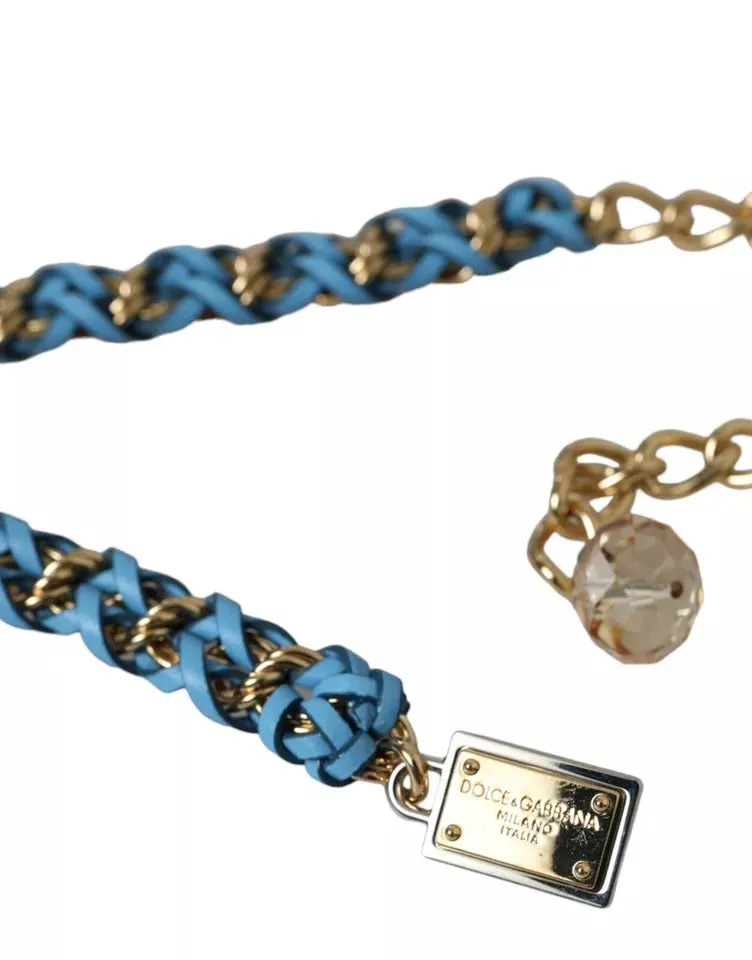Blue Braided Gold Brass Chain Waist Belt sold by Louxly product image thumbnail 3