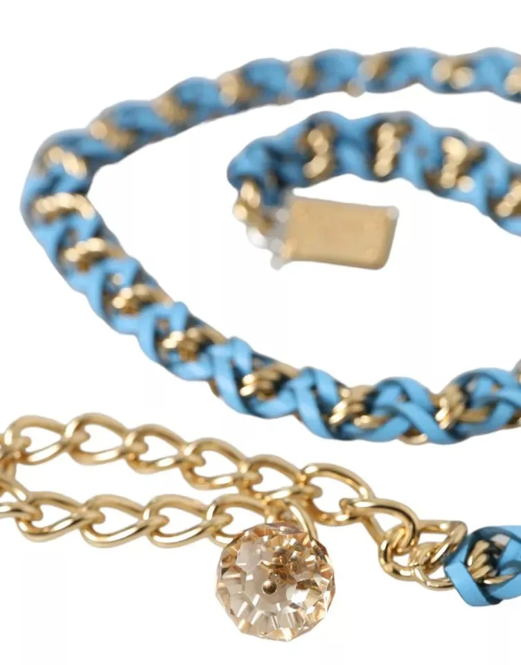 Blue Braided Gold Brass Chain Waist Belt sold by Louxly product image thumbnail 4