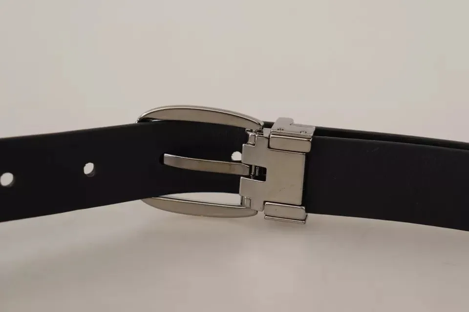 Black Classic Leather Chrome Metal Buckle Belt sold by Louxly product image thumbnail 5