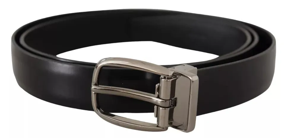 Black Classic Leather Chrome Metal Buckle Belt sold by Louxly product image thumbnail 2