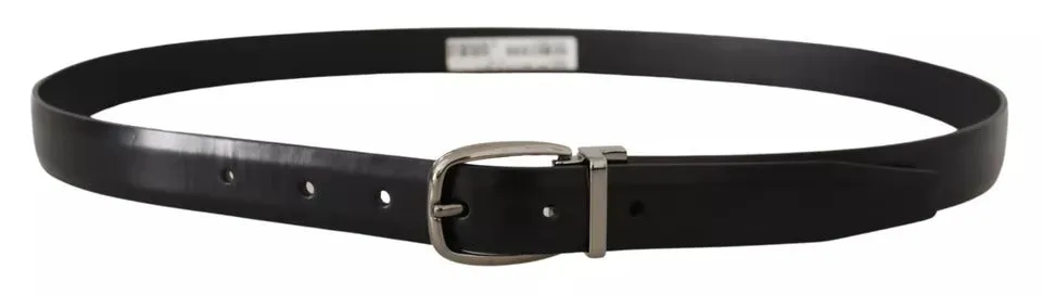 Black Classic Leather Chrome Metal Buckle Belt sold by Louxly product image thumbnail 3