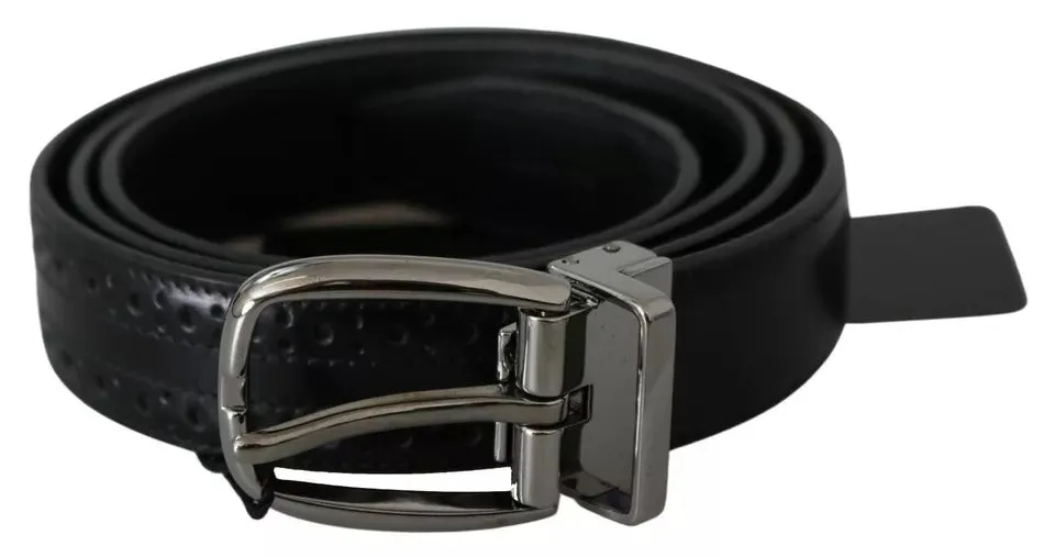 Black Leather Silver Metal Buckle Classic Belt sold by Louxly product image thumbnail 3