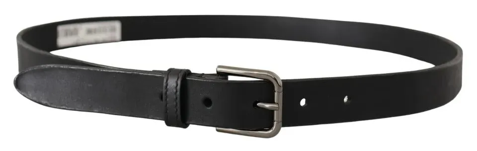 Black Calf Leather Classic Metal Logo Buckle Belt sold by Louxly product image thumbnail 3