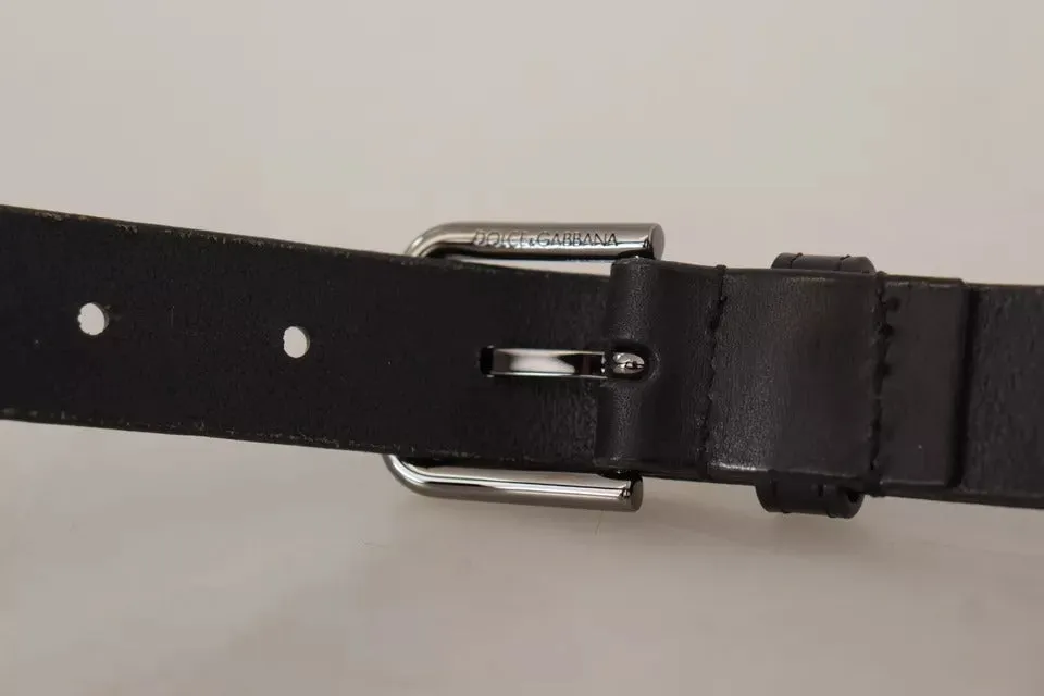 Black Calf Leather Classic Metal Logo Buckle Belt sold by Louxly product image thumbnail 4