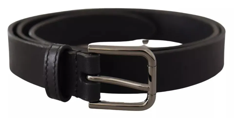 Black Calf Leather Classic Metal Logo Buckle Belt sold by Louxly product image thumbnail 2