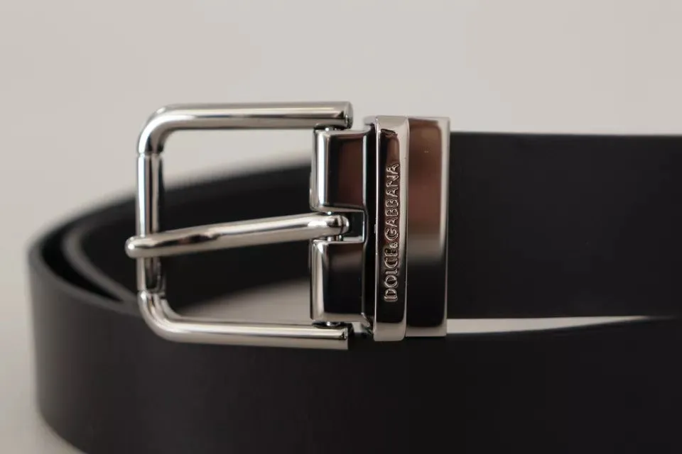 Black Calf Leather Logo Engraved Metal Buckle Belt sold by Louxly product image thumbnail 5