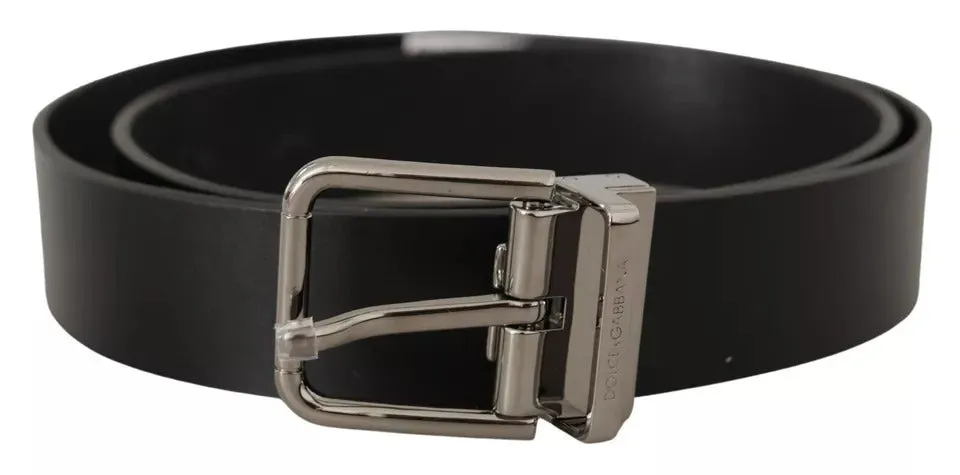 Black Calf Leather Logo Engraved Metal Buckle Belt sold by Louxly product image thumbnail 2