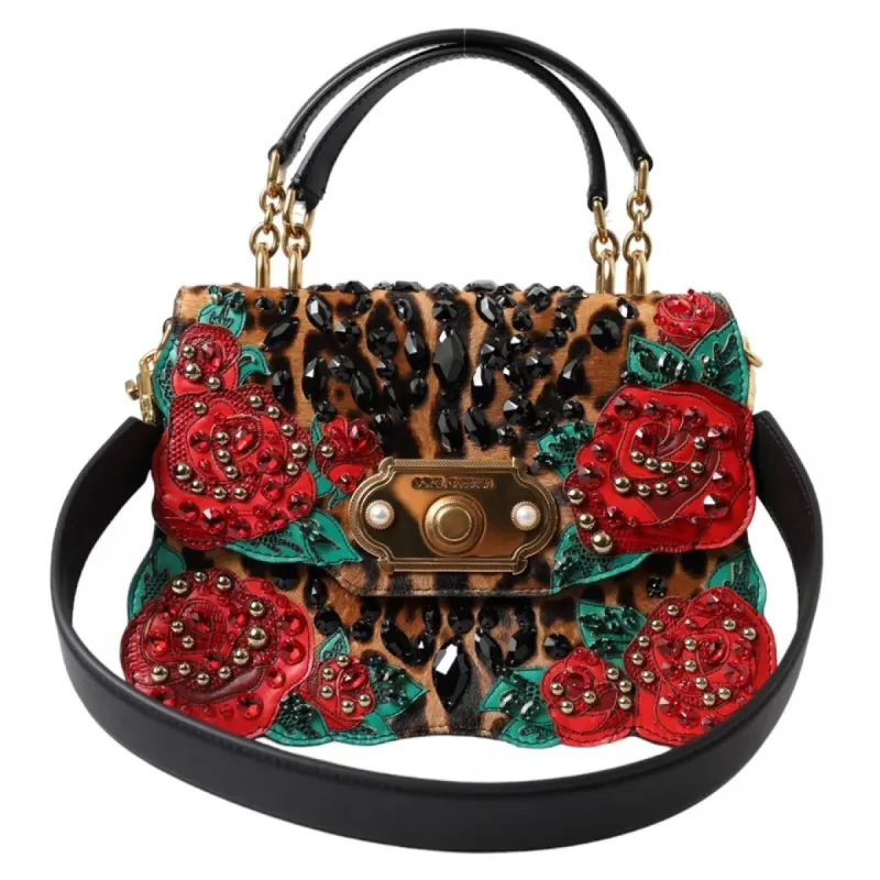 Multicolor Leopard Crystal Roses WELCOME Fur Bag sold by Louxly