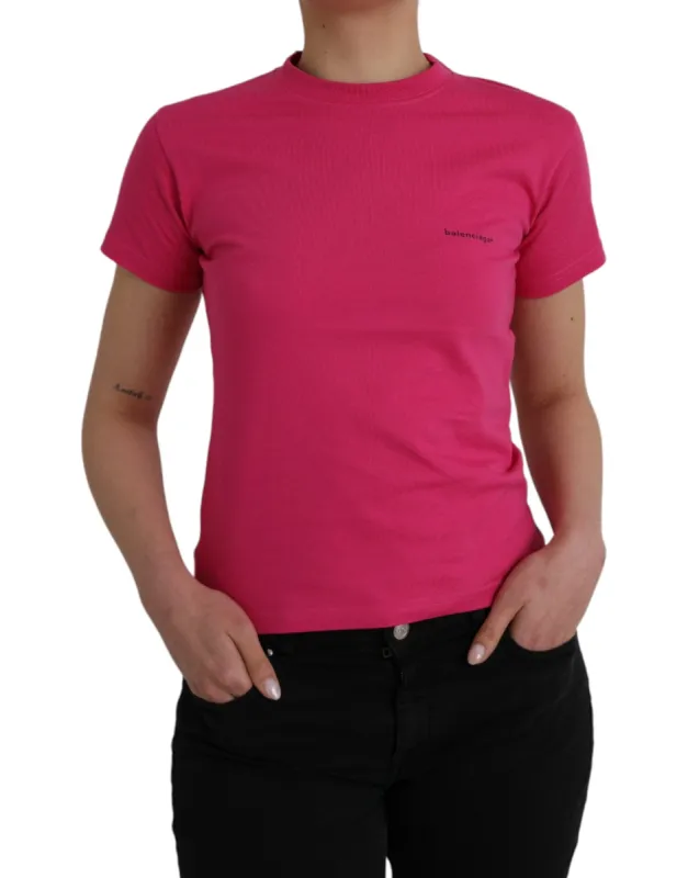 Pink Cotton Crew Neck Short Sleeves Tee T-shirt sold by Louxly