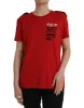 Red Cotton Graphic Print Crew Neck T-shirt sold by Louxly