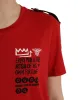Red Cotton Graphic Print Crew Neck T-shirt sold by Louxly