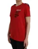 Red Cotton Graphic Print Crew Neck T-shirt sold by Louxly