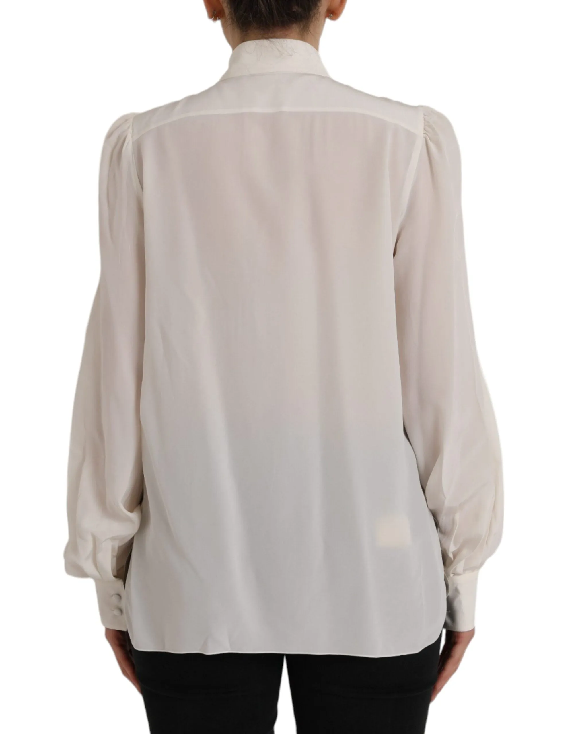 Off White Long Sleeve Button Down Blouse Top sold by Louxly product image thumbnail 4