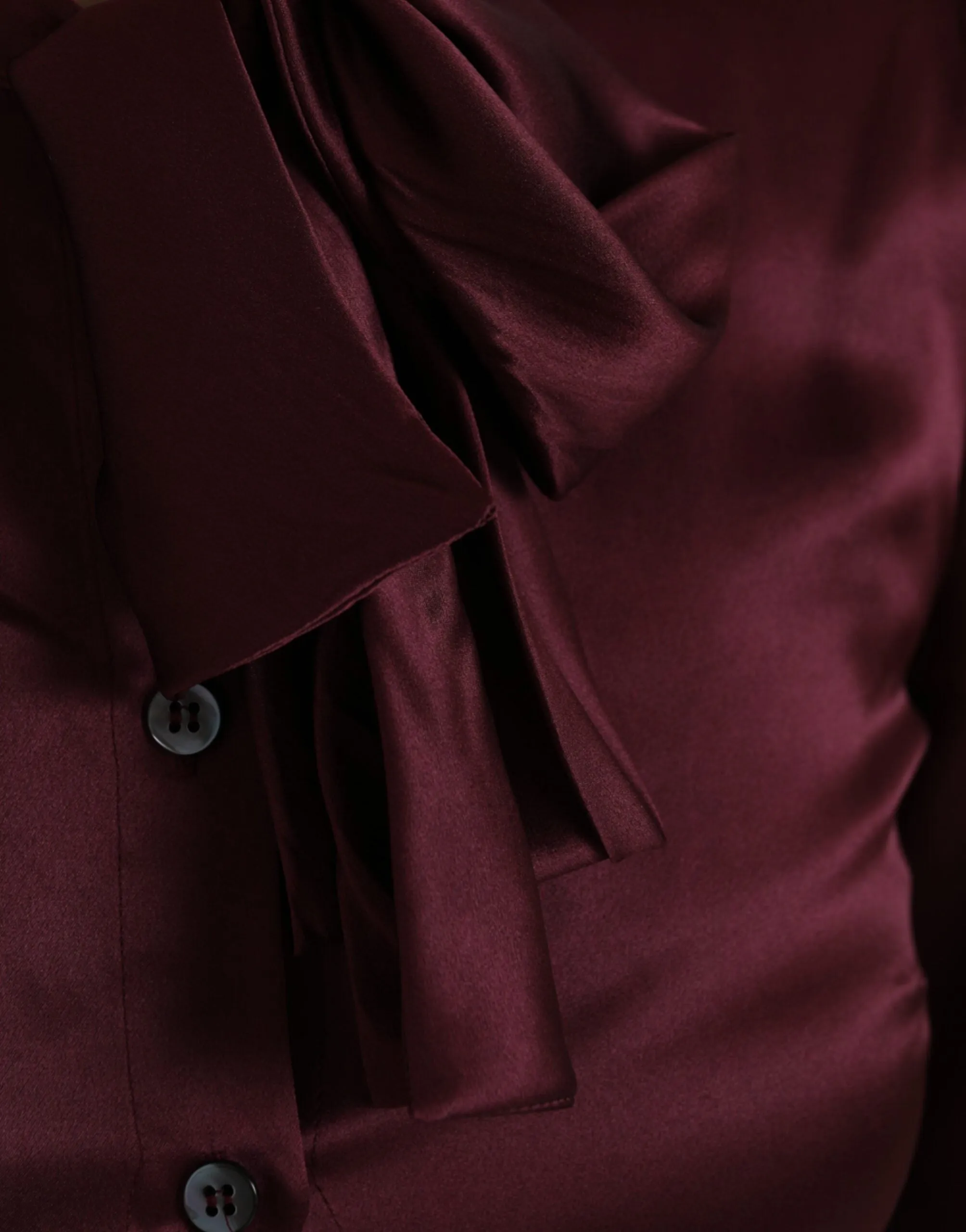 Maroon Ascot Collar Long Sleeve Top Blouse sold by Louxly product image thumbnail 5