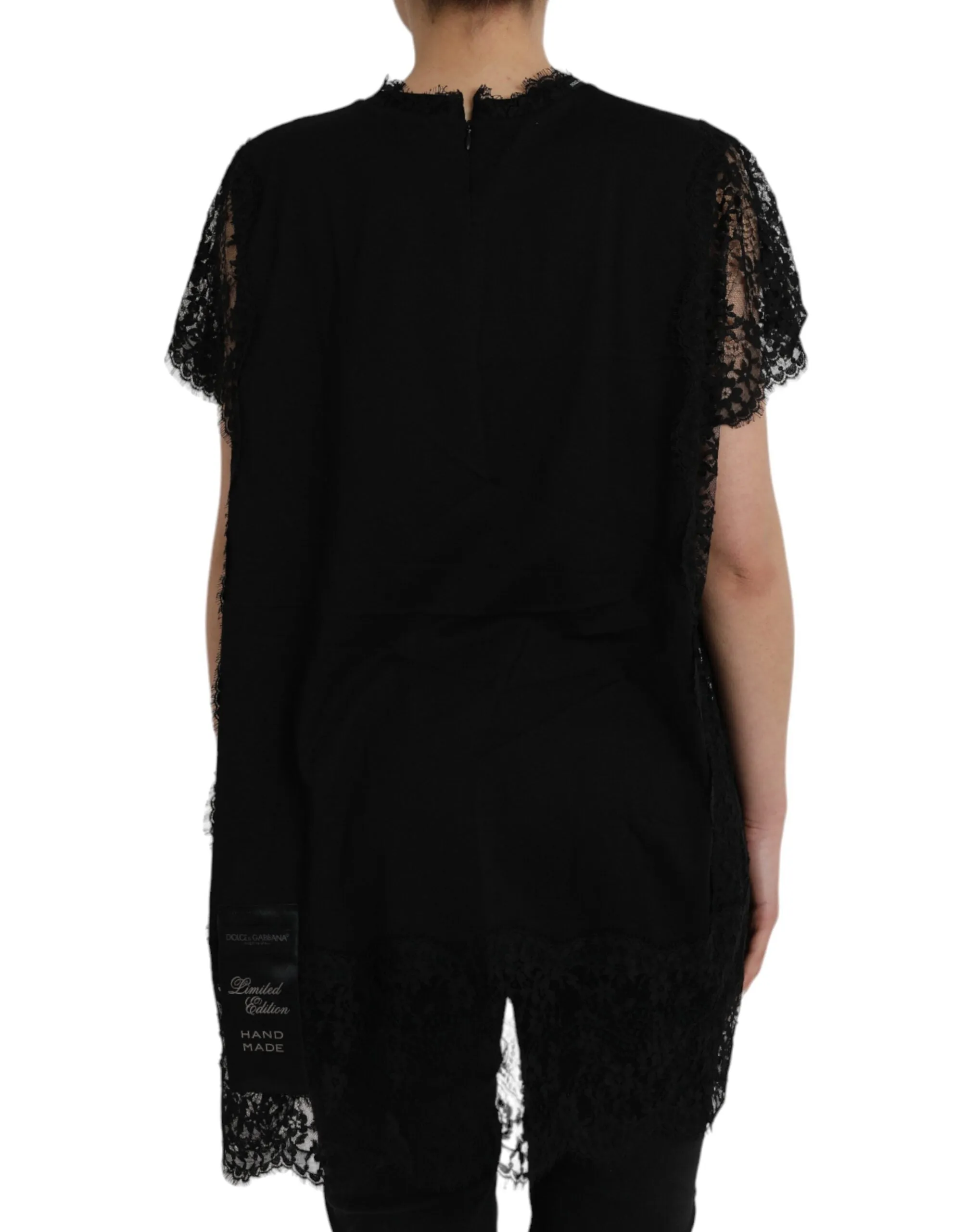 Black Sacred Heart Print Cotton Lace T-shirt sold by Louxly product image thumbnail 2