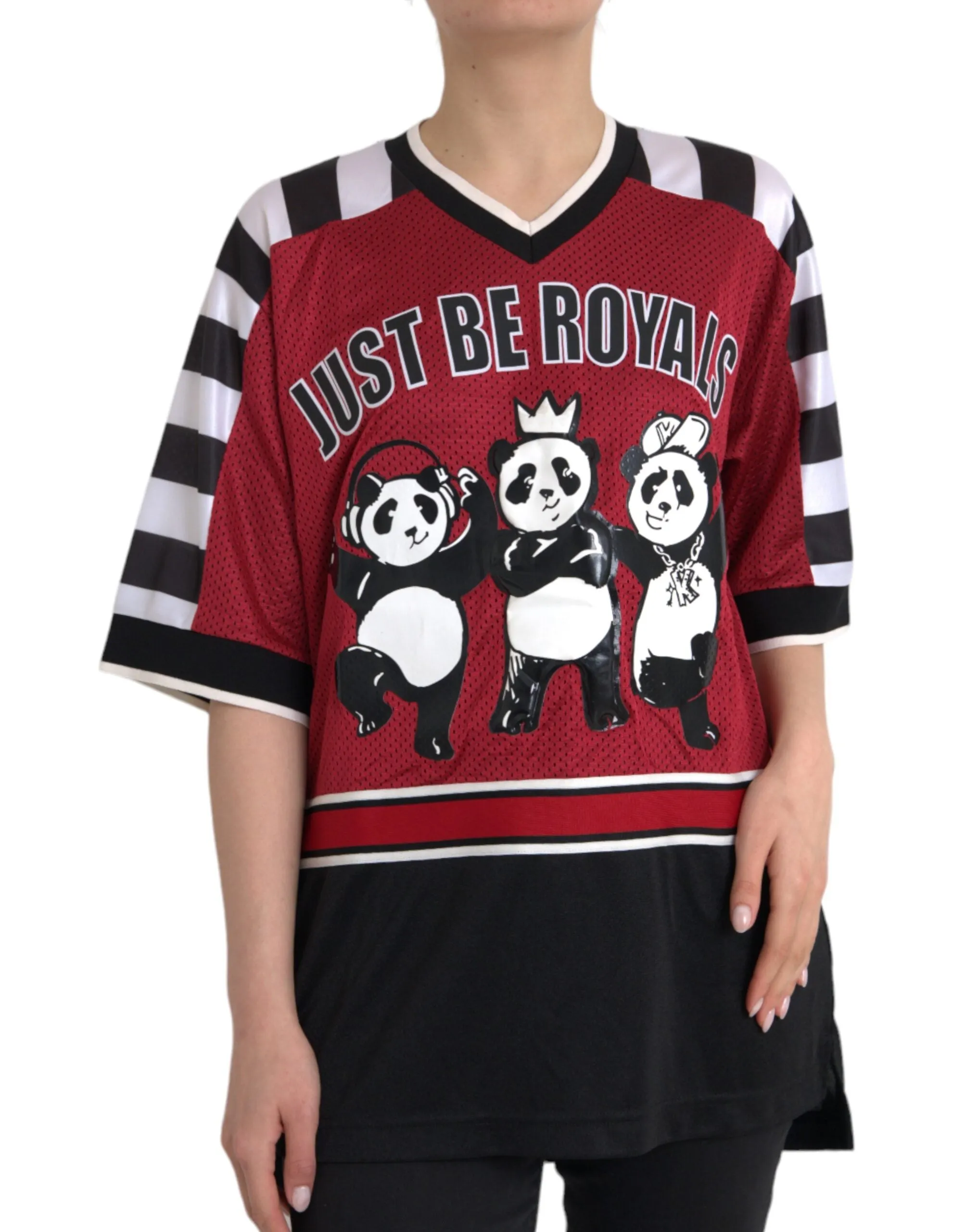 Multicolor Royals Panda Oversized T-shirt sold by Louxly