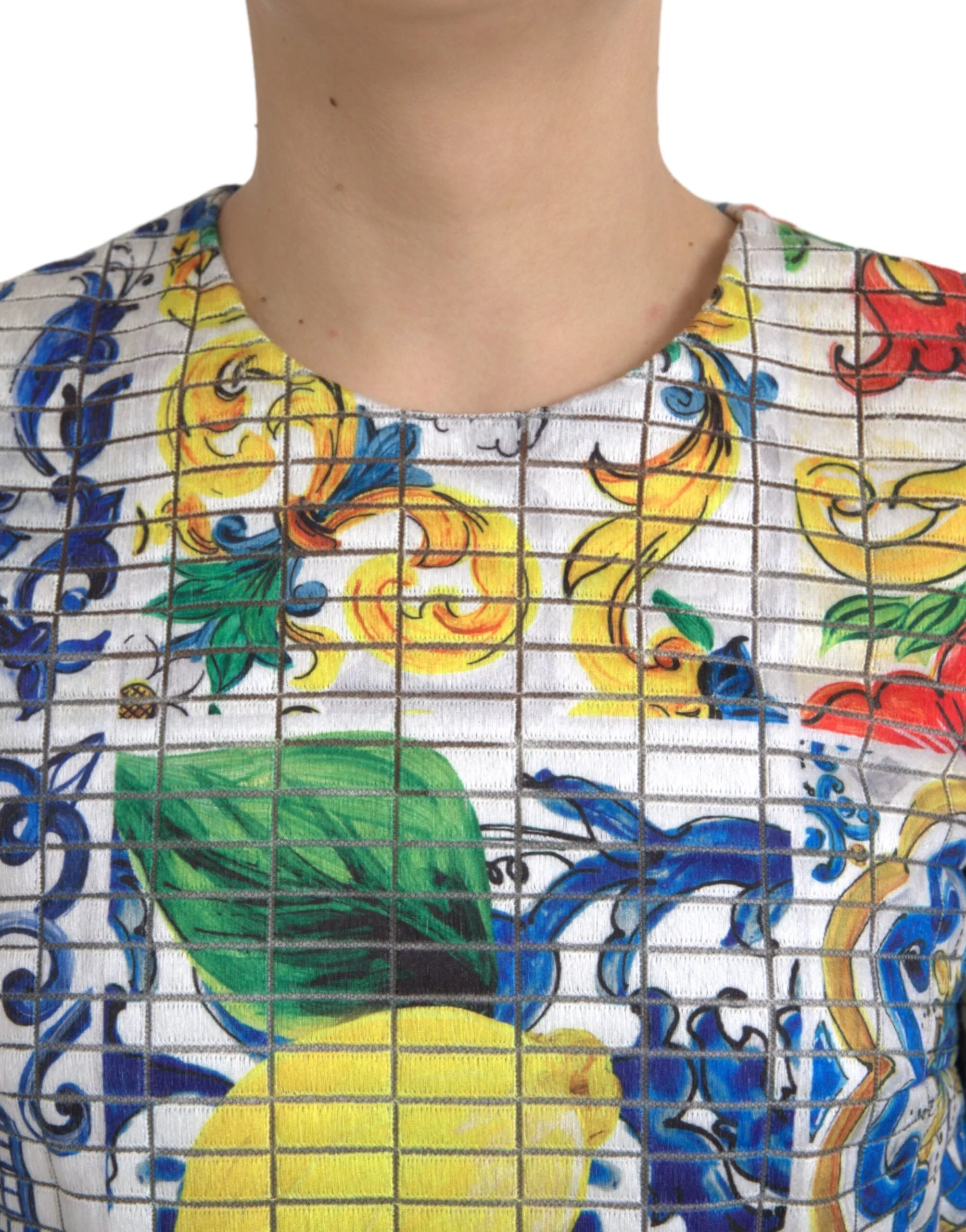 Multicolor Majolica 3/4 Sleeves Shift Dress sold by Louxly product image thumbnail 5