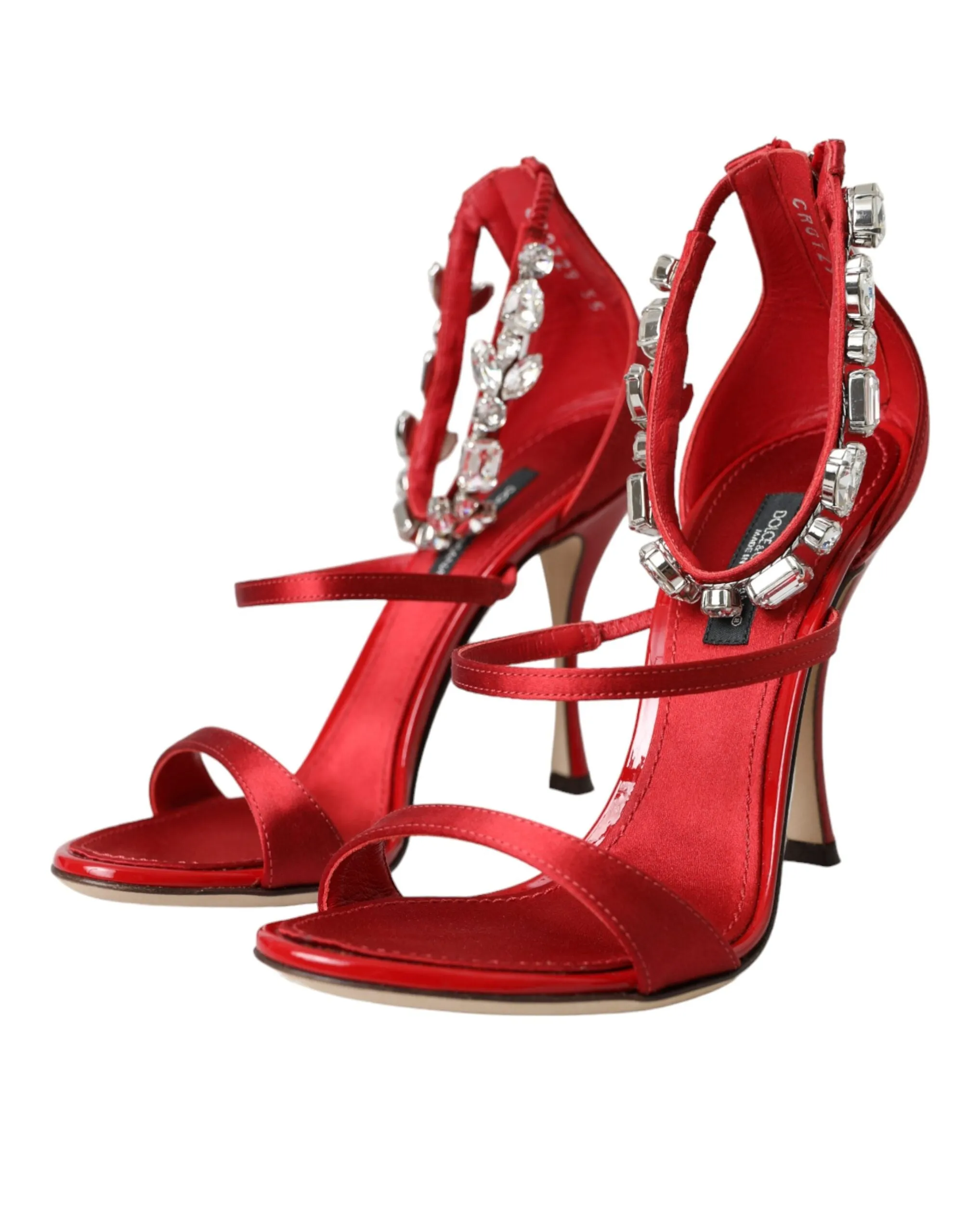 Red Keira Satin Crystals Sandals Heels Shoes sold by Louxly product image thumbnail 3