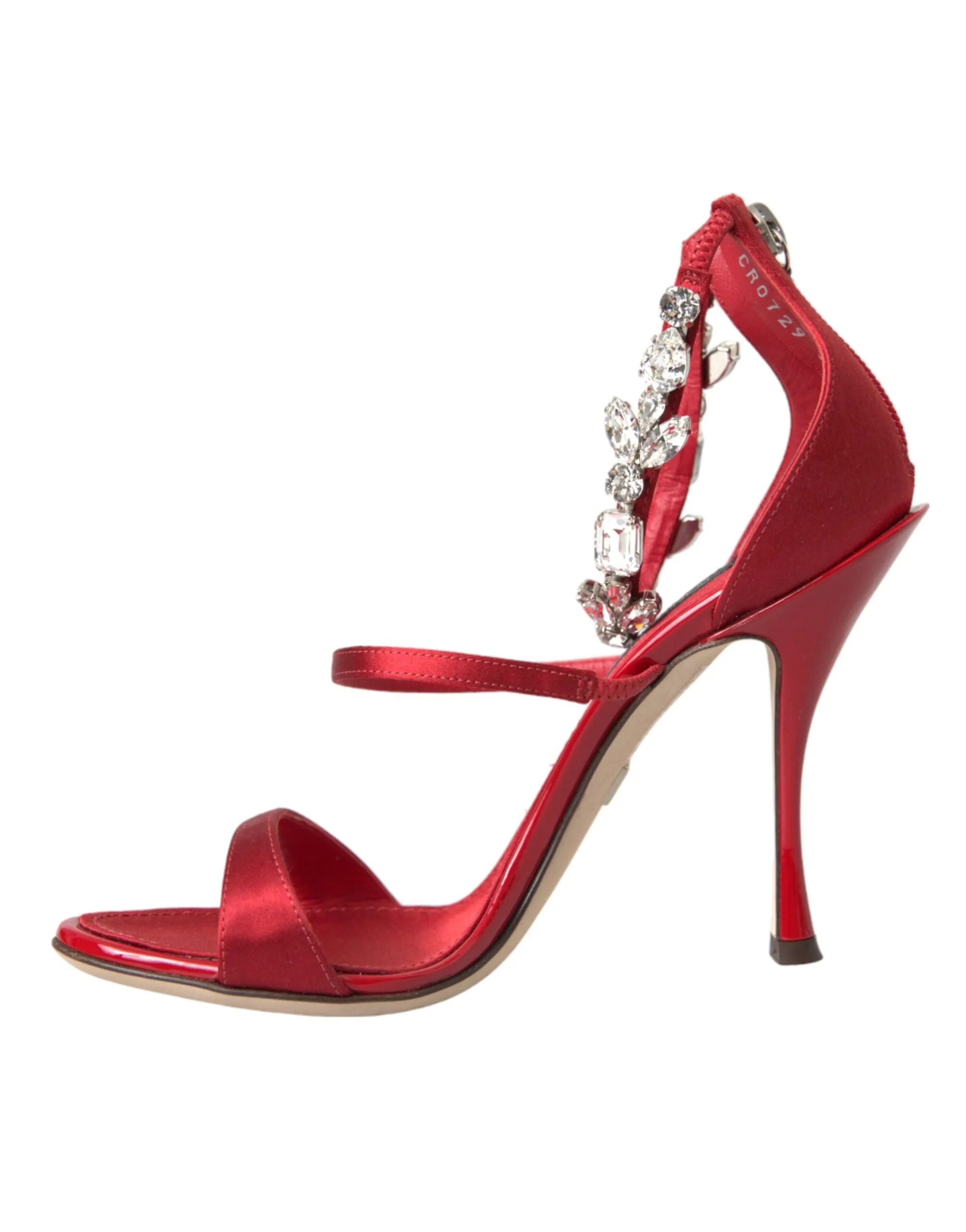 Red Keira Satin Crystals Sandals Heels Shoes sold by Louxly product image thumbnail 5