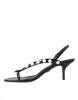 Black Leather Faux Pearl Heel Sandals Shoes sold by Louxly