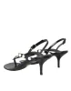 Black Leather Faux Pearl Heel Sandals Shoes sold by Louxly