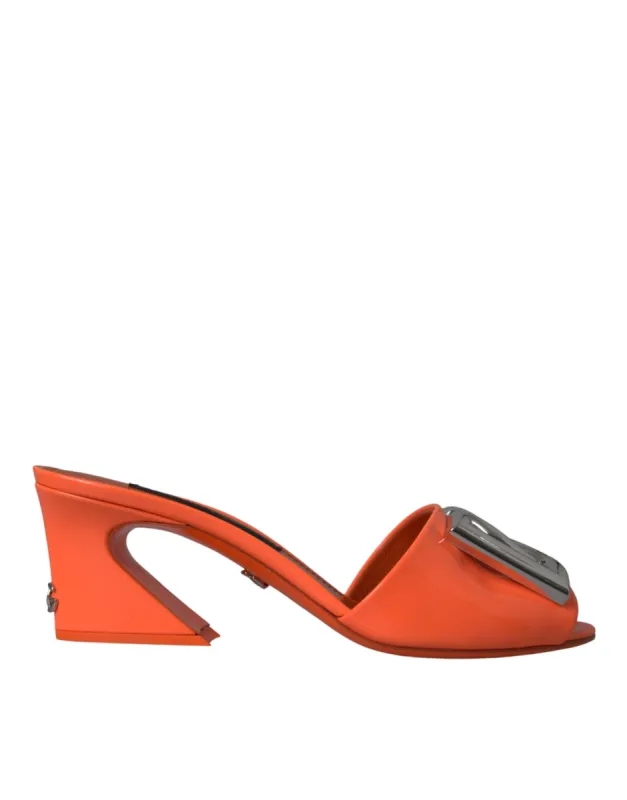 Orange DG Logo Slides Heels Sandals Shoes sold by Louxly